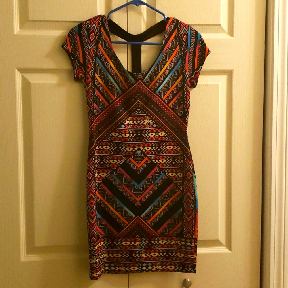 Multi-color mini dress, size L (fits like M), brand Charlotte Russe